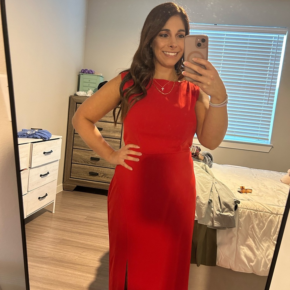 Red Ruched Dress - Picture 3 of 3